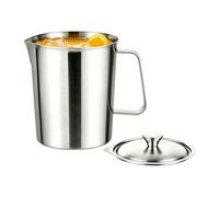 Metal Measuring Cups - Double Scale Heat-Resistant Container With Lid | Stainless Steel Milk Frother Cup For Cooking Prepping Oven Dishwasher Freezer Kitchen Home House Indoor