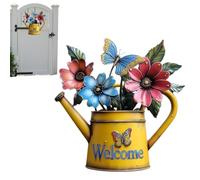 Metal Outdoor Wall Art - Rustic Watering Can Flower Butterfly -Welcome Sign