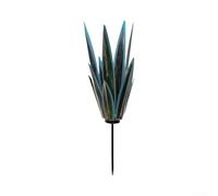 Metal para escultura Agave Azul Verde para arriate Metal para escultura | Diseño botánico, hojas puntiagudas metálicas, 54 cm de alto, fácil montaje en el suelo