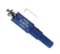 METALLIXITY Sierra Perforadora Bimetálica 18mm, M42 HSS Sierra Taladro con Llave Hexagonal, Punta Guía y Resorte para Taladrar, Chapa Metálica, Placas de Plástico y Tableros de PVC, Azul