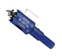 METALLIXITY Sierra Perforadora Bimetálica 20mm, M42 HSS Sierra Taladro con Llave Hexagonal, Punta Guía y Resorte para Taladrar, Chapa Metálica, Placas de Plástico y Tableros de PVC, Azul