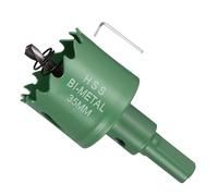 METALLIXITY Sierra Perforadora Bimetálica 35mm, M42 HSS Sierra Taladro con Llave Hexagonal, Punta Guía y Resorte para Taladrar, Chapa Metálica, Placas de Plástico y Tableros de PVC, Verde