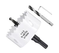 METALLIXITY Sierra Perforadora Bimetálica 67mm, M42 HSS Sierra Taladro con Llave Hexagonal, Punta Guía y Resorte para Taladrar, Chapa Metálica, Placas de Plástico y Tableros de PVC, Blanco