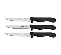 Metaltex Juego 3 Cuchillos Carne 'Basic', Negro/Plateado, Estandar