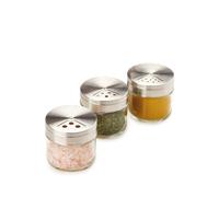 Metaltex Juego de 3 tarros de especias planos, 100 ml, cristal