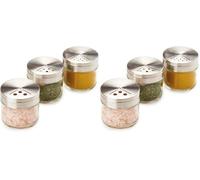 Metaltex Juego de 3 tarros de especias planos, 100 ml, cristal (Paquete de 2)