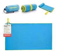 meteor Toalla Microfibra Secado rápido Ultra Ligero Absorbente - Ideal para Deporte Yoga Viajes Playa Campamento Baño para Niños, Hombres y Mujeres - Varios Tamaños y Colores (50x90cm, Azul)