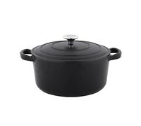 METRO Professional Cacerola, hierro fundido/acero inoxidable, Ø 28 x 20 cm, esmaltada, con tapa, 6.5 L, negra