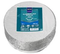 METRO PROFESSIONAL, caja para menús, diámetro 23 x 4,4 cm, aluminio, color plateado, paquete de 25 unidades