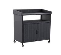 METRO Professional Estación de Servicio Balsario, Aluminio/PE ratán, 112 x 56 cm, Negro