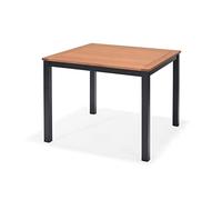 METRO Professional Mesa de Exterior Lynx, Aluminio/Madera de Eucalipto, 90 x 90 cm, Mesa de Bar con Pies Ajustables, Ideal para Terraza y Jardín, Marrón/Negro