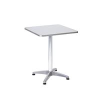 METRO Professional Mesa de Exterior Narni, Aluminio, 60 x 60 cm, Superficie de Acero Inoxidable, Apta para 2 Personas, Mesa de Bar con Pies Ajustables, Plata