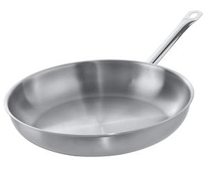 METRO Professional Sartén sin revestimiento, de acero inoxidable 18/10, con acabado satinado, Ø 32 cm, apta para inducción y horno máx. 240 °C, para uso privado/comercial, plateada