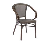 METRO Professional Silla de Aluminio Estilo Bambú con Asiento y Respaldo de Tejido Exterior 4x4 Resistente a la Intemperie, Apilable, Clásica