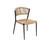 METRO Professional Silla de Exterior Lario, Aluminio/Poliratán, Apilable, para Terraza/Bar/Restaurante/Eventos, Resistente a la Intemperie, Beige/Negro