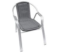 METRO Professional Silla de Jardín con Reposabrazos Narni, Aluminio/Ratán Sintético, Apilable, para Exterior, Gris