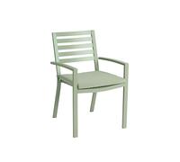 METRO Professional Silla de Jardín con Reposabrazos y Cojín, Aluminio, Apilable, para Exterior, Verde Oliva