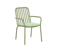 METRO Professional Silla de Jardín con Reposabrazos y Cojín Soto, Aluminio/Poliéster, Apilable, para Exterior, Verde Oliva