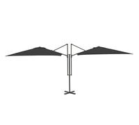 METRO Professional Sombrilla Colgante Doble, Acero/Poliéster, 2.5x2.5m (cada Sombrilla), con Manivela, Protección UV50+, Impermeable, para Terraza y Jardín (Antracita/Gris)