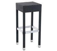 METRO Professional Taburete de Bar Barbados, Aluminio/ratán sintético, 34 x 34 x 76 cm, con reposapiés, Resistente a la Intemperie, Negro