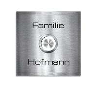 Metzler Timbre de acero inoxidable con grabado - Iluminación LED - Timbre en acero inoxidable V2A - Placa de timbre - Diseño moderno - Tamaño: 80 x 80 mm