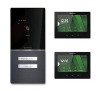 Metzler XDM10 - Videoportero completo con placa de nombre intercambiable para 2 casas familiares | Videoportero con conexión de bus de 2 cables | DB 703 Eisenglimmer | App Smartphone | Maxior Set