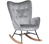 MEUBLE COSY Epping Velvet Dark Grey Sillón Mecedora Moderna Sillas Relax De Salón Dormitorio Comedor, Metal, Gris Velours, 68x87x98cm