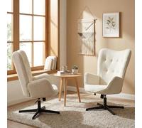 MEUBLE Cosy Juego de 2 sillones Acolchados giratorios y Regulables en Altura, Silla de salón con función de inclinación Libre, sillón Relax con Respaldo de Tela Chenille, Beige