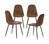 MEUBLE COSY Juego de 4 Sillas de Comedor Vintage Retro Sillón Tapizado en Gamuza con Patas Metálicas para Cocina Salón