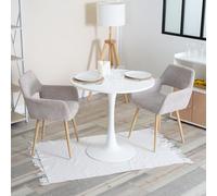 MEUBLE COSY Juegos de Mesa de Comedor Redonda con 2 Sillas Conjuntos de Mueble de 3 Piezas, Estructura de Acero para Cocina y Salón