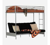 MEUBLE Cosy Literas Juveniles 90x190cm Marco de Cama con Sofá Plegable y Futón y Somier de Lamas de Metal, Estilo Industrial, para Dormitorio Infantil Hogar, Gris