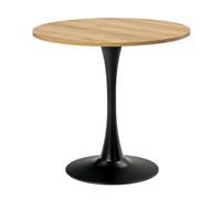 MEUBLE Cosy Mesa de Comedor Redonda Retro 2-4 Personas para Salón Cocina Oficina, Madera de Ingeniería y Metal, Roble + Negro, 80x80x75cm