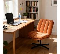 MEUBLE Cosy Silla de Oficina Giratoria 360° Función de Inclinación, Altura Ajustable, Acolchada con Espuma en Tela, para Escritorio Estudio, sin Ruedas, Rojo