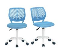 MEUBLE COSY Silla de Oficina Juego de 2, Silla de Escritorio Giratoria Regulable en Altura, sin Reposabrazos, con Ruedas para Teletrabajo, Estudio y Dormitorio, Azul