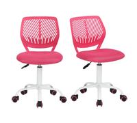 MEUBLE COSY Silla de Oficina Juego de 2, Silla de Escritorio Giratoria Regulable en Altura, sin Reposabrazos, con Ruedas para Teletrabajo, Estudio y Dormitorio, Rosa