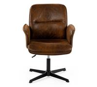 MEUBLE COSY Sillas de Escritorio Sillones de Maquillaje Giratoria Altura Ajustable con Reposabrazos para Estudio Dormitorio Oficina en Gamuza, Marrón