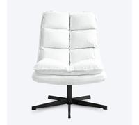 MEUBLE COSY Sillón de salón Giratorio en 360° Silla de sofá de Ocio con Respaldo Plegable, Asiento Grueso, Tapizado en Tela, Patas de Metal, Escandinava, para Dormitorio/Sala de Estar/Balcón, Blanco