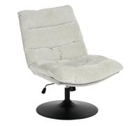 MEUBLE Cosy Sillón Giratoria 360° Butaca de Salón Función de Inclinación Sillas de Escritorio Dormitorio Oficina con Asiento Grueso Respaldo sin Reposabrazos en Tela de Chenilla Gris