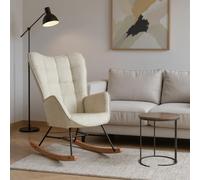 MEUBLE Cosy Sillón Relax, Mecedora Cómoda, Silla Balancín de Tela con Patas de Madera y Metal para Salón