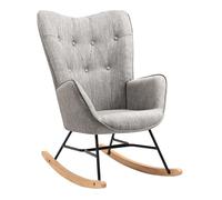 Meubles cosy silla mecedora de relax tapizada en tela gris con respaldo alto ergonómico apoyabrazos acolchados base de madera natural y metal diseño moderno medidas 98x68x85 cm resistente hasta 120 kg
