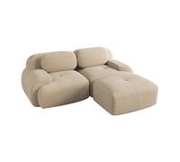 Meubles cosy sofá modular rinconera de pana con chaiselongue sofá esquinero sin estructura con reposabrazos curvados y espuma de alta densidad para salón estilo moderno 208x178x75cm beige