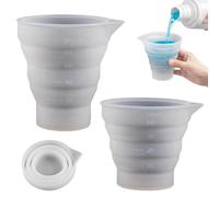 MEWTWEO 2 Piezas Bola dosificadora para detergente líquido, taza medidora de silicona plegable con marcas de graduación (50ml+100ml), bola dosificadora reutilizable para cocina, cuarto de lavado