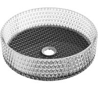 Mexen Aura - Lavabo de cristal para instalar sobre encimera de 39 x 39 cm, transparente/negro