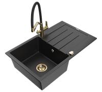 Mexen Bruno fregadero de granito de 1 seno con escurridor y grifo de cocina Duo, negro/plata metálica - 6513-73-671701-57-G 22864 5905315102065