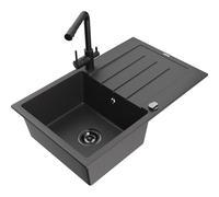 Mexen Bruno fregadero de granito de un seno con escurridor y grifo de cocina Duero, negro moteado - 6513-76-671600-70-B 18421 5905315025463