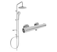 Mexen Carl conjunto de ducha para montaje en pared con rociador y grifo de ducha termostático Kai, cromo - 77100240-00 5970 5907709180543
