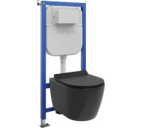 Mexen Carmen kit empotrado WC bastidor neumático Tex Air E con taza de WC y asiento de cierre suave, negro mate - 610930880185A 101487 5907931048840