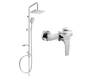 Mexen Caro Sven conjunto de ducha montado en pared con rociador y grifo de ducha, cromo - 746640262-00 6127 5907709182141