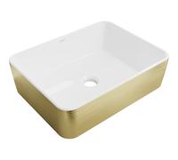 Mexen Catia lavabo sobre encimera 48 x 38 cm, blanco/dorado patrón líneas - 21314817 21914 5907709156920
