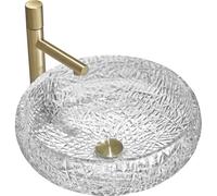 Mexen Celia lavabo de vidrio sobre encimera 44 x 44 cm, transparente - 24034400 15919 5907709158948